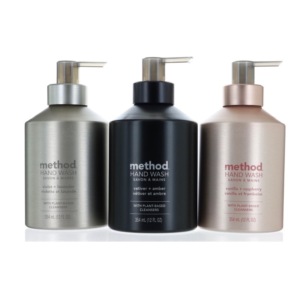 Gel Hand Wash Method Luxury Scent Plant-Based Cleansers Reusable Bottles New